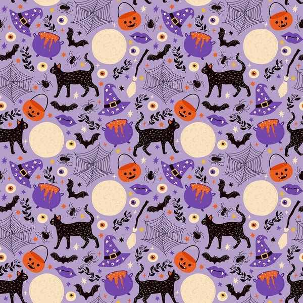 Cartoon Halloween Trick Or Treat Fabric - ineedfabric.com