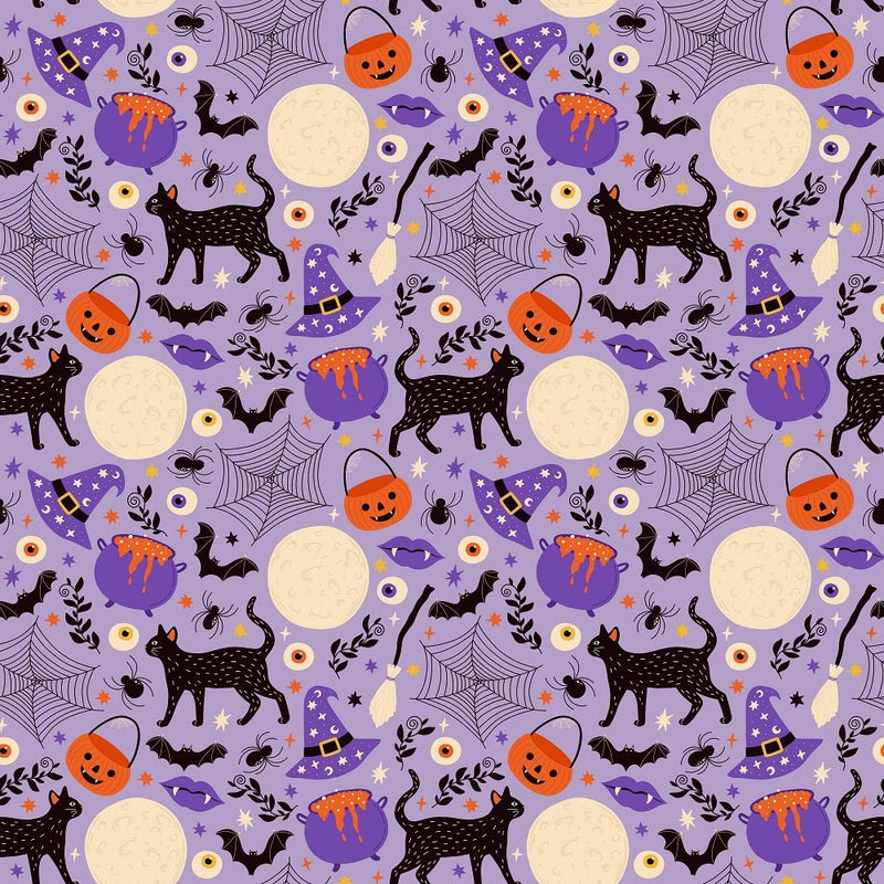 Cartoon Halloween Trick Or Treat Fabric - ineedfabric.com