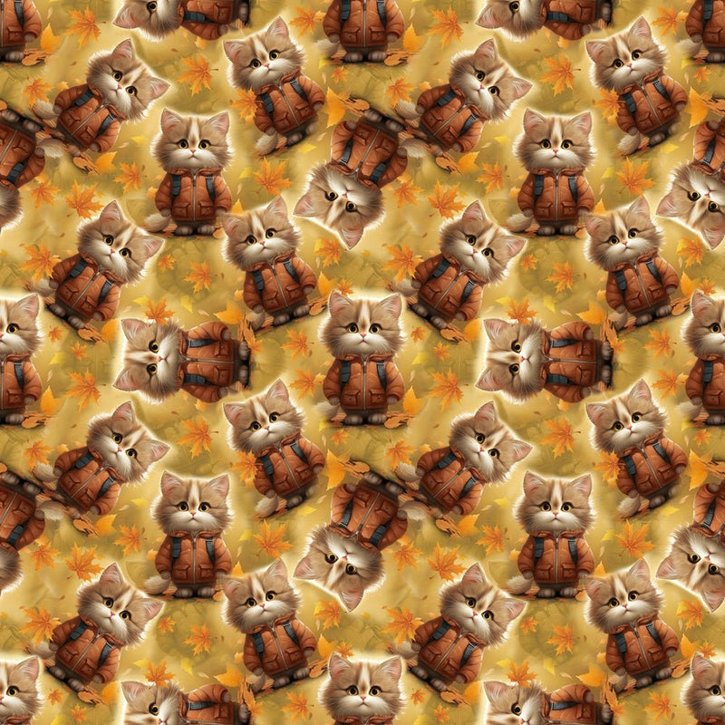 Cartoon Kittens In Fall Fabric - ineedfabric.com