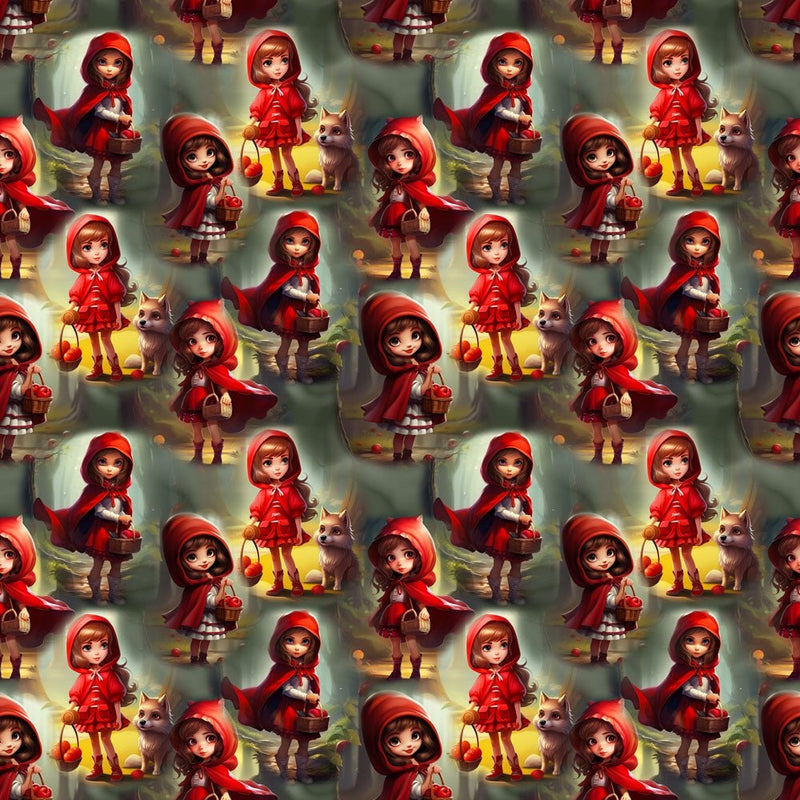 Cartoon Little Red Riding Hood Fabric - ineedfabric.com