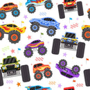 Cartoon Monster Trucks Fabric - ineedfabric.com