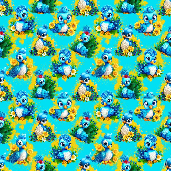 Cartoon Peacock Fabric - ineedfabric.com