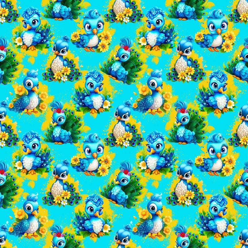 Cartoon Peacock Fabric - ineedfabric.com