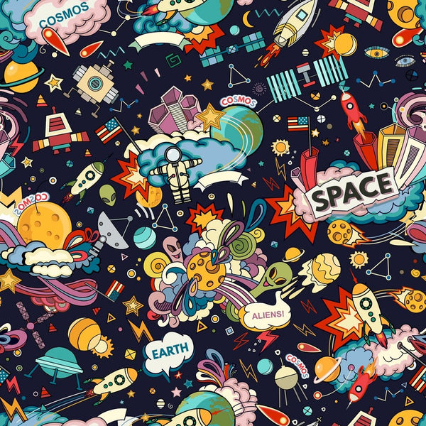 Cartoon Space Fabric - ineedfabric.com
