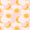 Cartoon Sun & Moon - Pink - ineedfabric.com