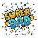 Cartoon Super Dad Speech Bubble Fabric Panel - ineedfabric.com