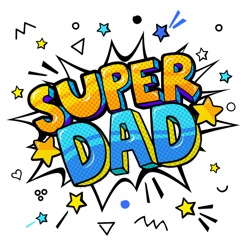 Cartoon Super Dad Speech Bubble Fabric Panel - ineedfabric.com