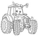 Cartoon Tractor Fabric Panel - ineedfabric.com