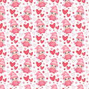 Cartoon Valentine Girl Gnome Fabric - Pink - ineedfabric.com