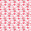 Cartoon Valentine Girl Gnome In Love Fabric - Pink - ineedfabric.com