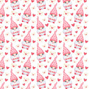 Cartoon Valentine Gnome & Love Letters Fabric - Pink - ineedfabric.com