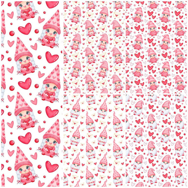 Cartoon Valentine Gnomes Fat Quarter Bundle - 5 Pieces - ineedfabric.com