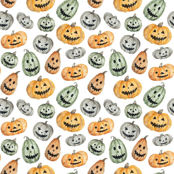 Carved Pumpkin Faces Fabric - Multi - ineedfabric.com