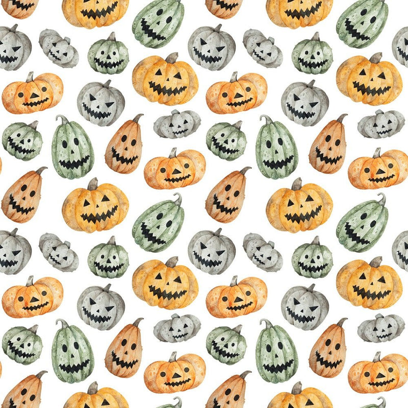 Carved Pumpkin Faces Fabric - Multi - ineedfabric.com