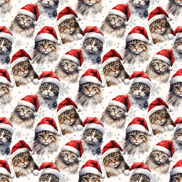 Cats in Santa Hats Fabric - ineedfabric.com