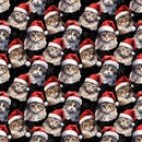 Cats In Santa Hats Fabric - Black - ineedfabric.com