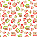 Cats With Christmas Scarves Fabric - Multi - ineedfabric.com