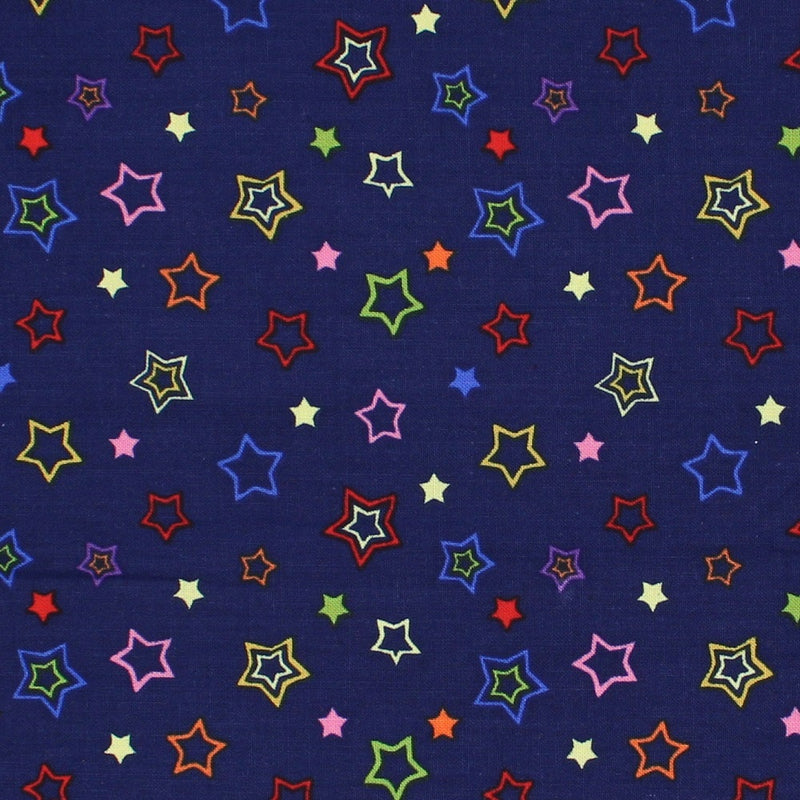 Celebrations, Colorful Star Fabric - Navy - ineedfabric.com