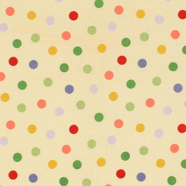 Celebrations, Medium Colorful Dot Fabric - Cream - ineedfabric.com