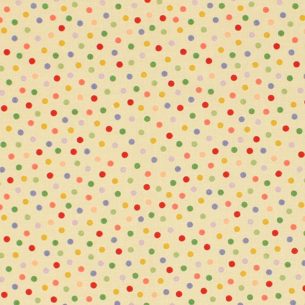 Celebrations, Small Colorful Dot Fabric - Cream - ineedfabric.com