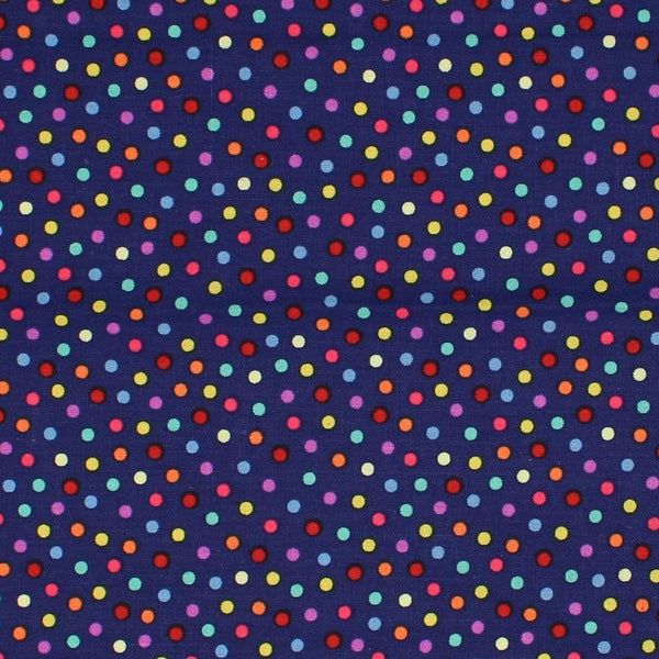 Celebrations, Small Colorful Dot Fabric - Navy - ineedfabric.com