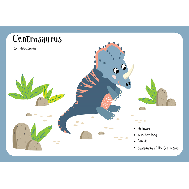 Centrosaurus Flash Card Fabric Panel - ineedfabric.com