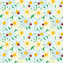 Chamomile Flowers & Ladybugs Fabric - ineedfabric.com