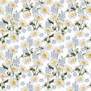 Chamomile & Forget Me Nots Floral Fabric - ineedfabric.com