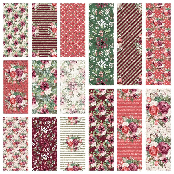 Dusty Fall Floral Fabric by the Yard. Watercolor Florals, Burgundy