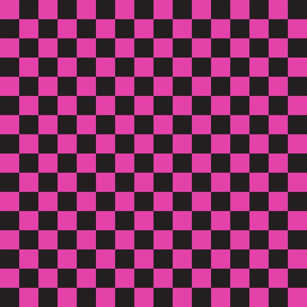 Checkered Basics Fabric - Bashful Pink on Black - ineedfabric.com
