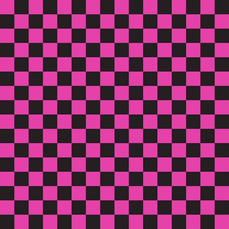 Checkered Basics Fabric - Bashful Pink on Black - ineedfabric.com