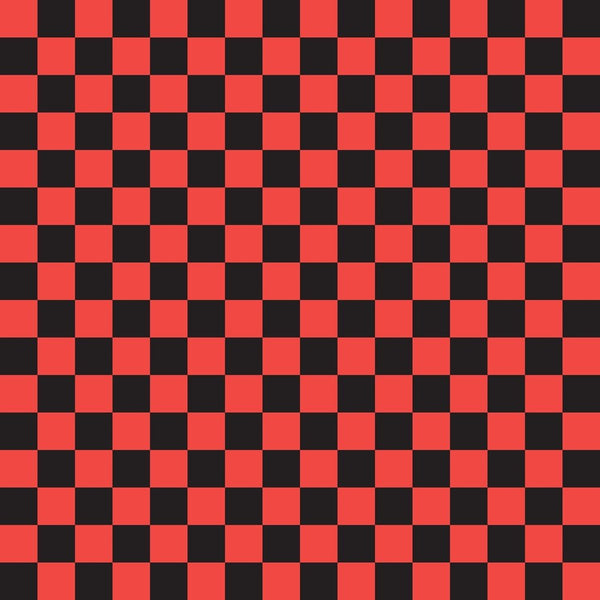 Checkered Basics Fabric - Cinnabar on Black - ineedfabric.com