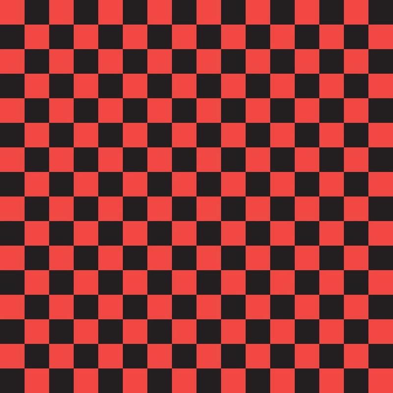 Checkered Basics Fabric - Cinnabar on Black - ineedfabric.com