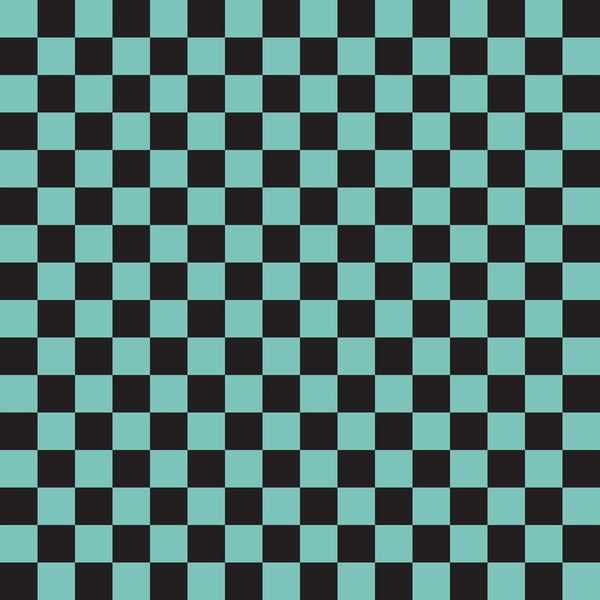 Checkered Basics Fabric - Cornflower on Black - ineedfabric.com