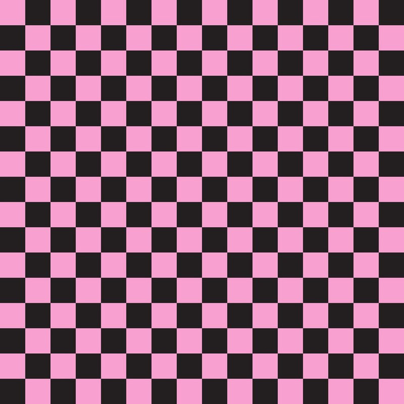 Checkered Basics Fabric - Cupid Pink on Black - ineedfabric.com