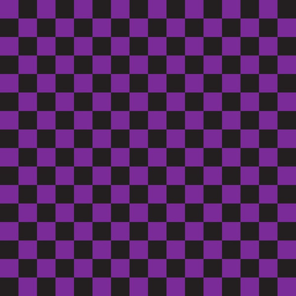 Checkered Basics Fabric - Grape on Black - ineedfabric.com