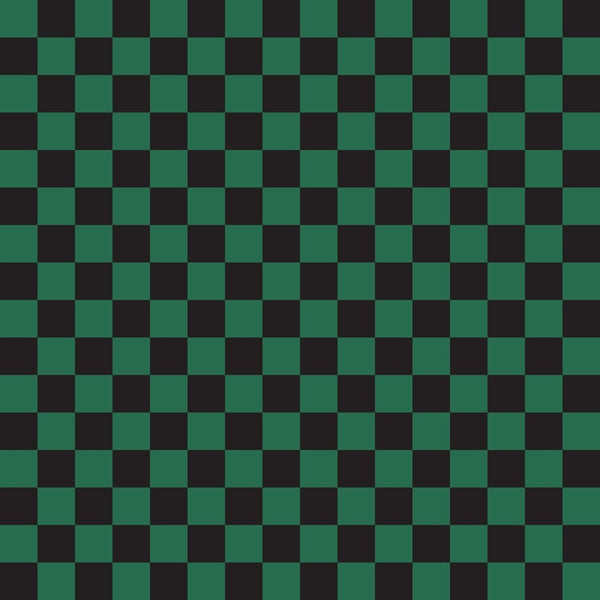 Checkered Basics Fabric - Hunter Green on Black - ineedfabric.com