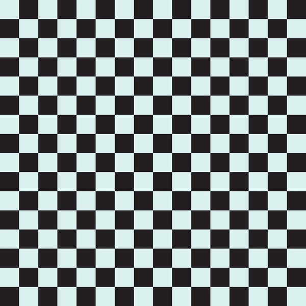 Checkered Basics Fabric - Iceberg on Black - ineedfabric.com