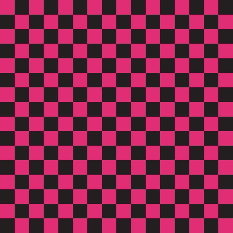 Checkered Basics Fabric - Pink Carmine on Black - ineedfabric.com