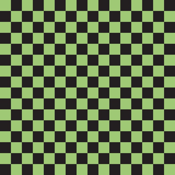 Checkered Basics Fabric - Pistachio Green on Black - ineedfabric.com