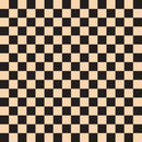 Checkered Basics Fabric - Pizazz Peach on Black - ineedfabric.com