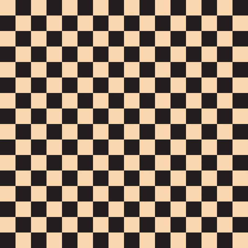 Checkered Basics Fabric - Pizazz Peach on Black - ineedfabric.com