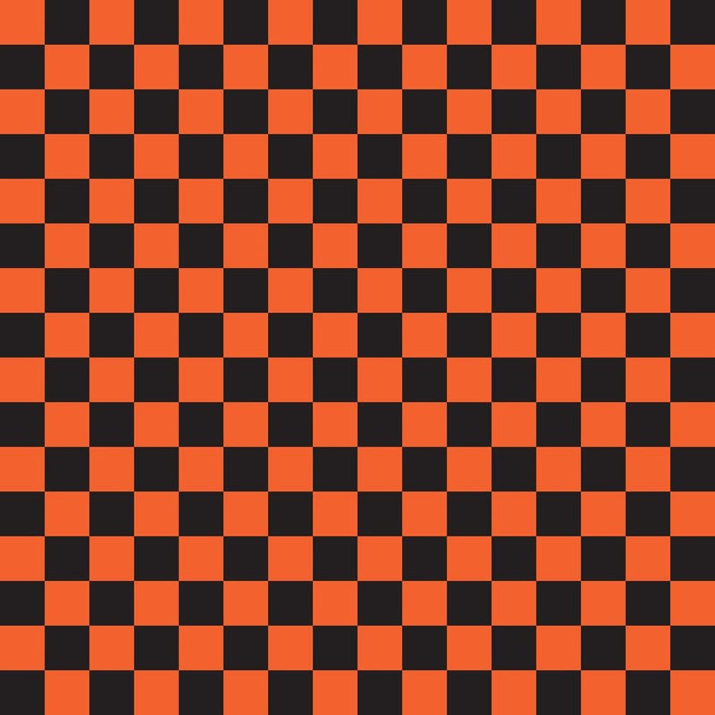 Checkered Basics Fabric - Pumpkin on Black - ineedfabric.com