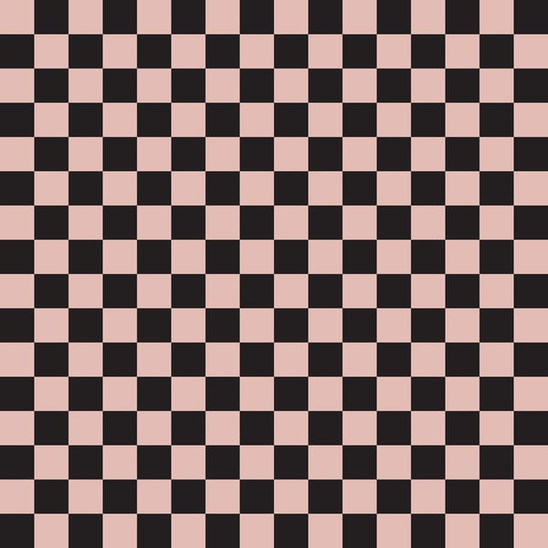 Checkered Basics Fabric - Rose Gold on Black - ineedfabric.com