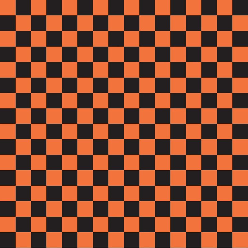 Checkered Basics Fabric - Soft Orange on Black - ineedfabric.com