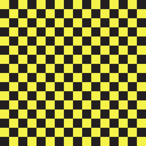 Checkered Basics Fabric - Yellow on Black - ineedfabric.com
