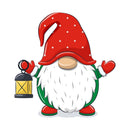 Cheerful Christmas Gnome With Night Light Fabric Panel - White - ineedfabric.com