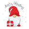 Cheerful Gnome With Christmas Present Fabric Panel - White - ineedfabric.com
