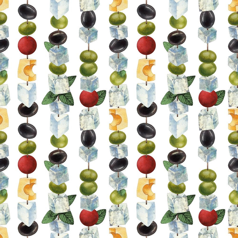 Cheese & Olive Hors D'oeuvre Fabric - ineedfabric.com