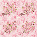 Cherry Blossom Bouquet on Leaves Fabric - Pink - ineedfabric.com